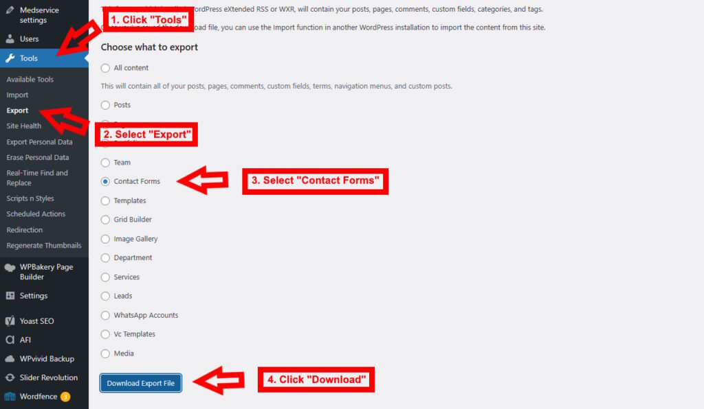 How to export all contact form 7 forms to another website (with screenshots) 3 cf7 exportall
